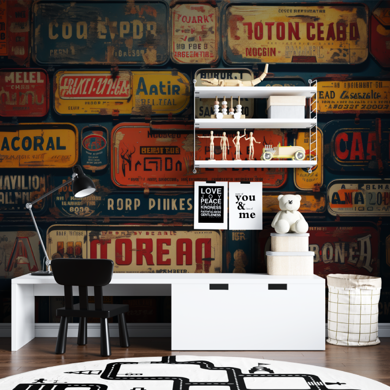 Vintage Car Plate Wallpaper | Murals Wallpaper
