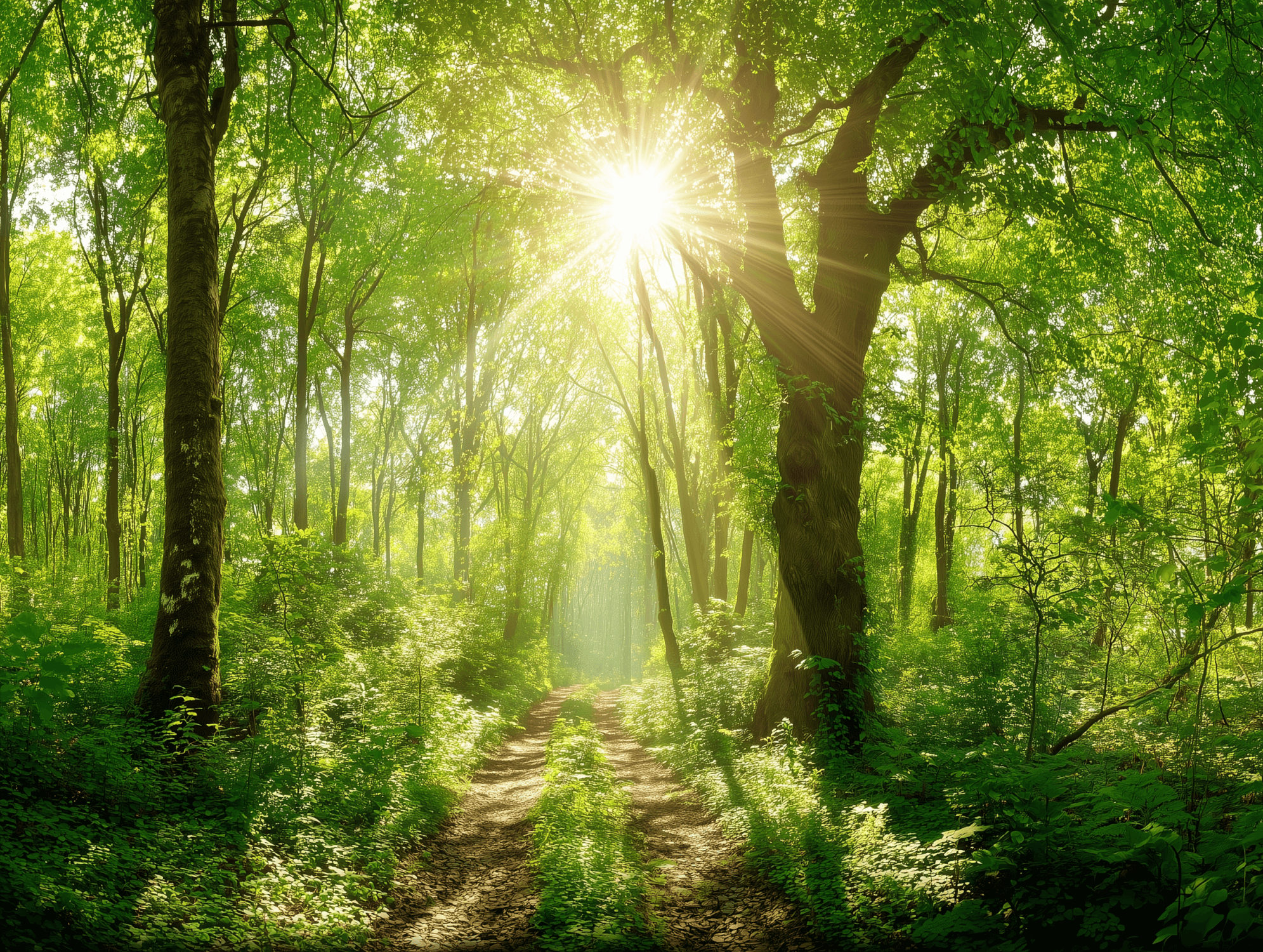 Sunny Forest Mural Wallpaper