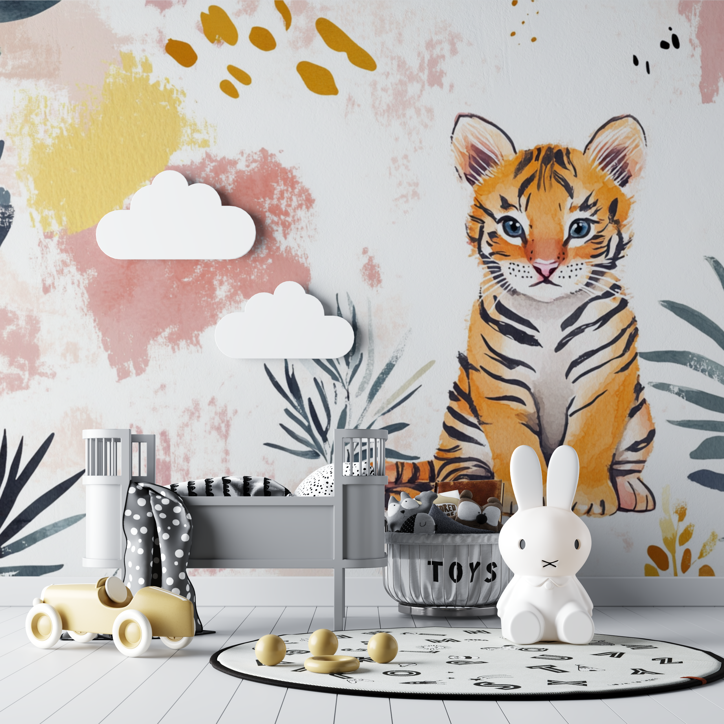Tiger and Abstract Patterns Wallpaper | Murals Wallpaper