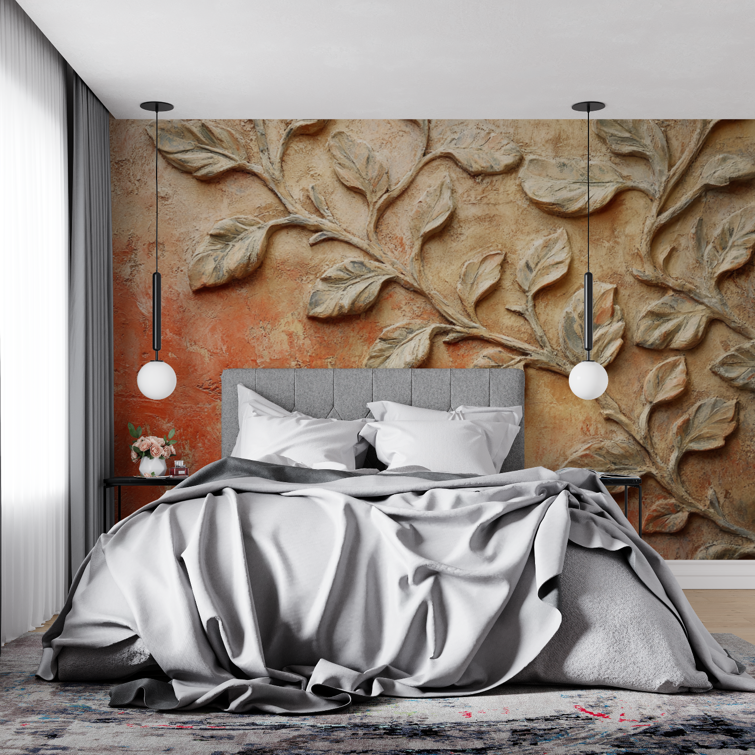 Terracotta Wallpaper with Organic Curves | Murals Wallpaper