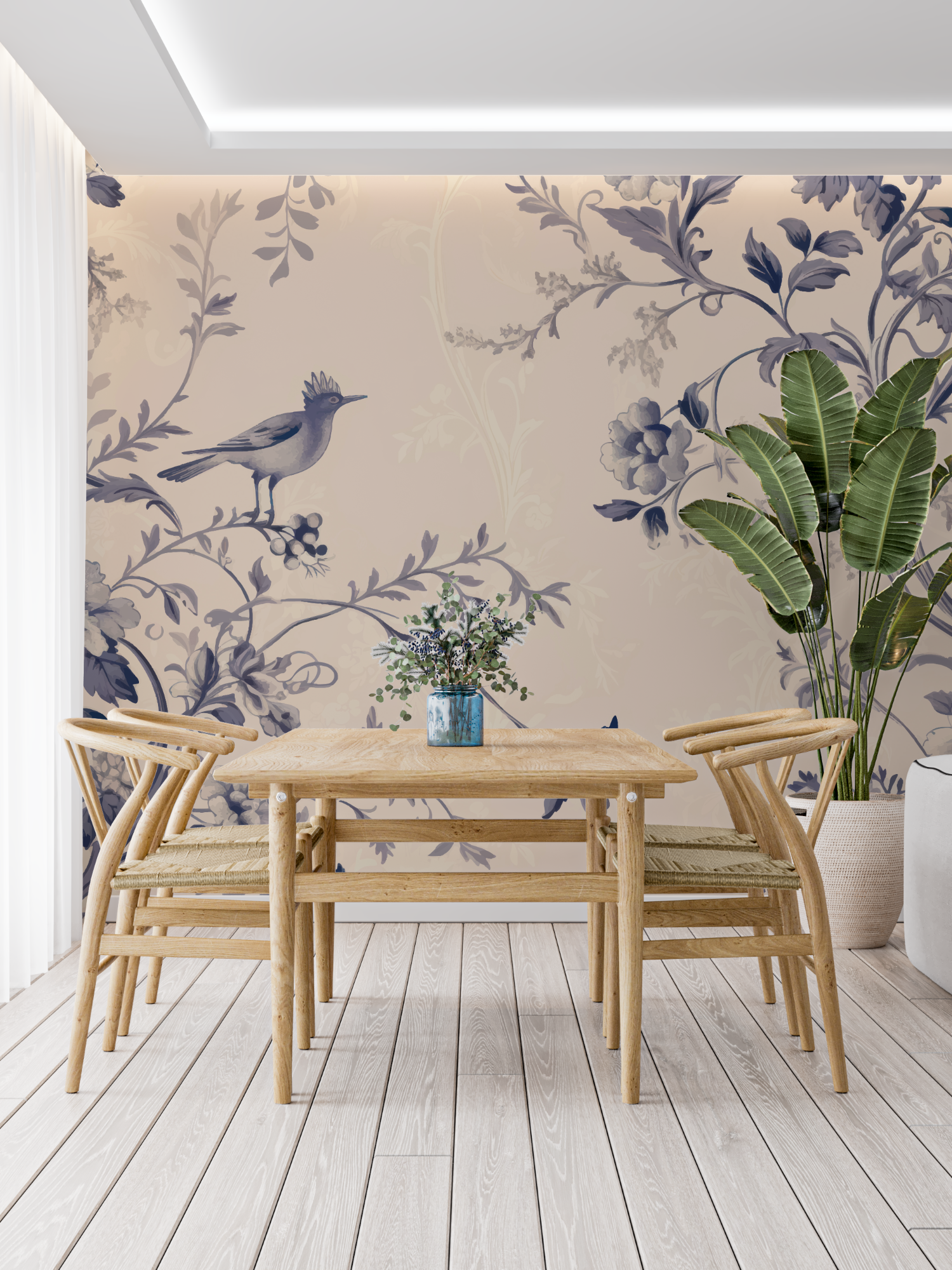 Toile de Jouy Wallpaper in Blue | Murals Wallpaper