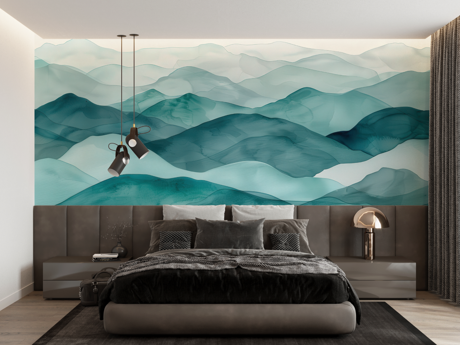 Türkisfarbene Tapete | Wandtapete