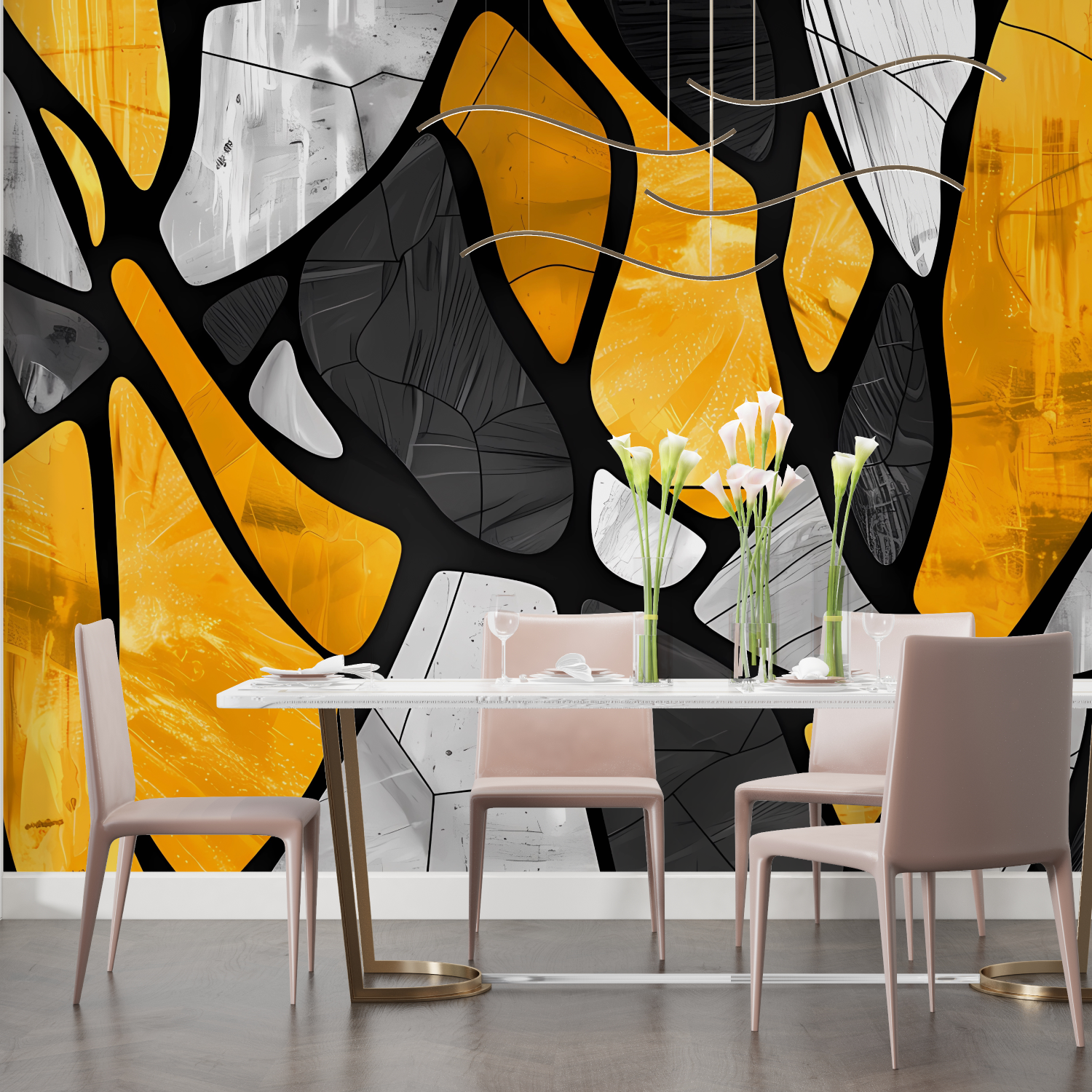 Mustard Yellow and Black Wallpaper | Murals Wallpaper
