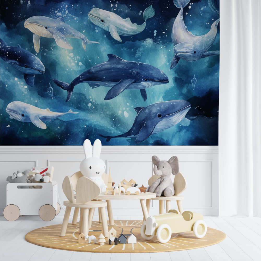 Joyful Whale School Wallpaper | Murals Wallpaper