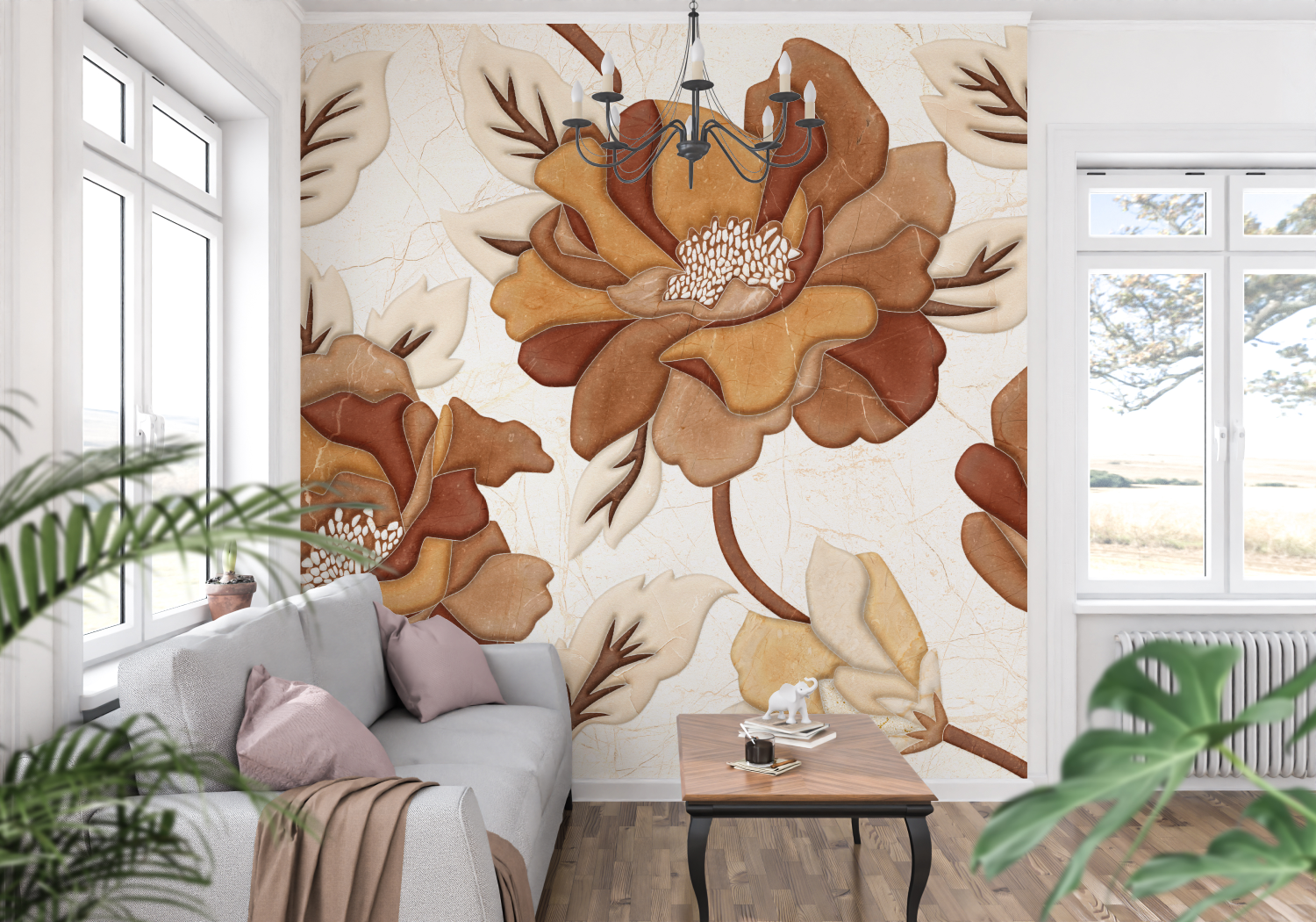 Papel Pintado Flor de terracota | Papel Pintado Murales