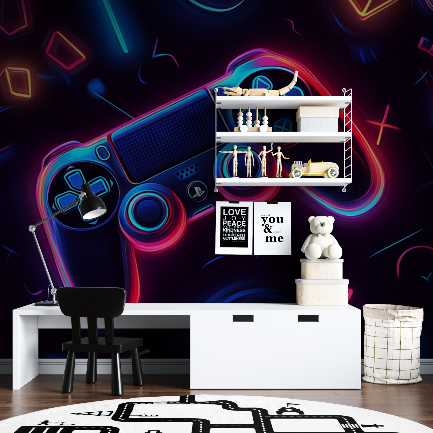 Neon Gaming Symbols Wallpaper | Murals Wallpaper