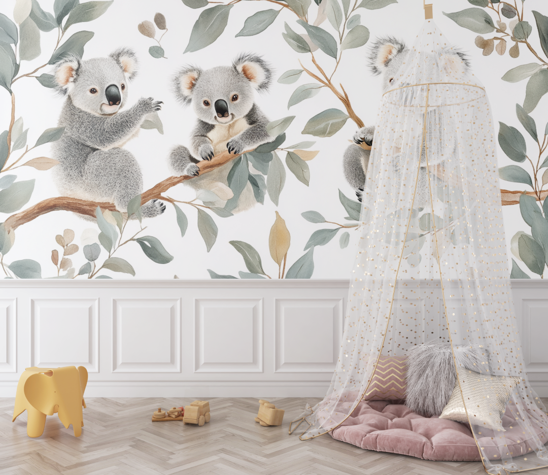 Frosted Leaf Koala Wallpaper | Murals Wallpaper