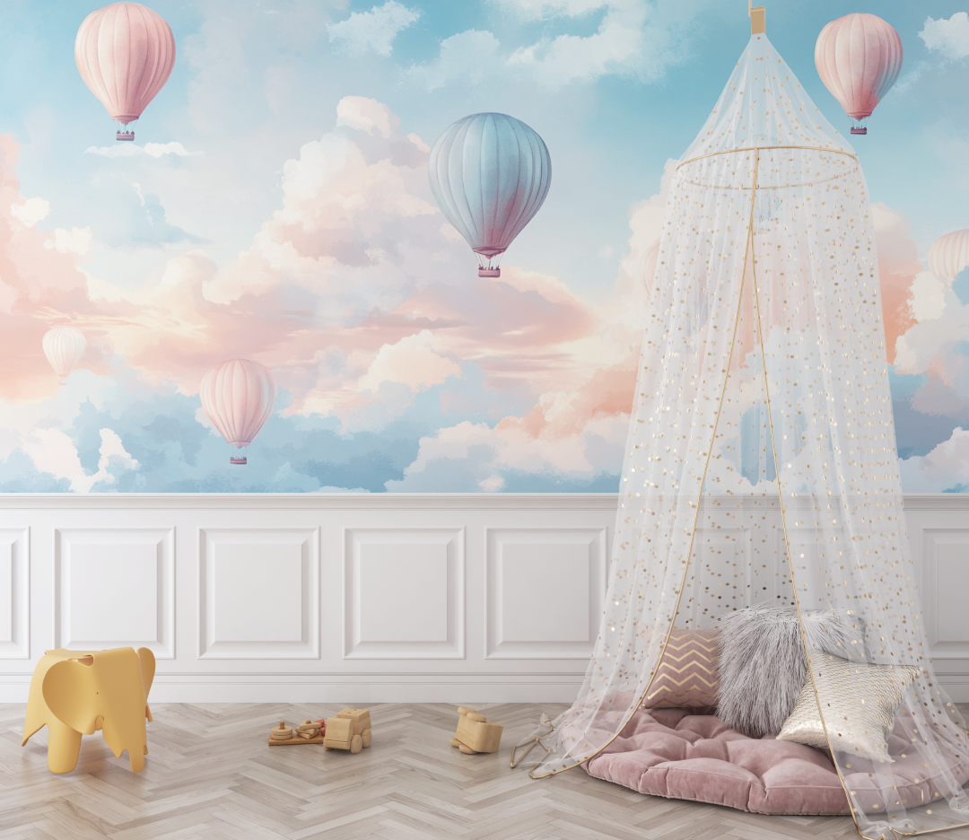 Hot Air Balloon and Twilight Sky Wallpaper | Murals Wallpaper