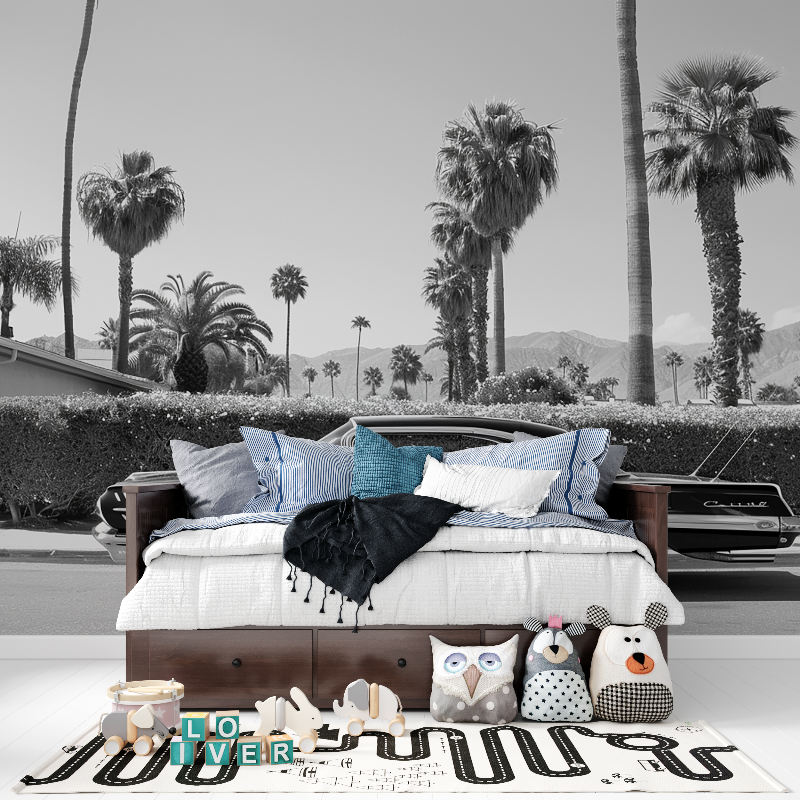 Black and White Miami Car Wallpaper | Murals Wallpaper