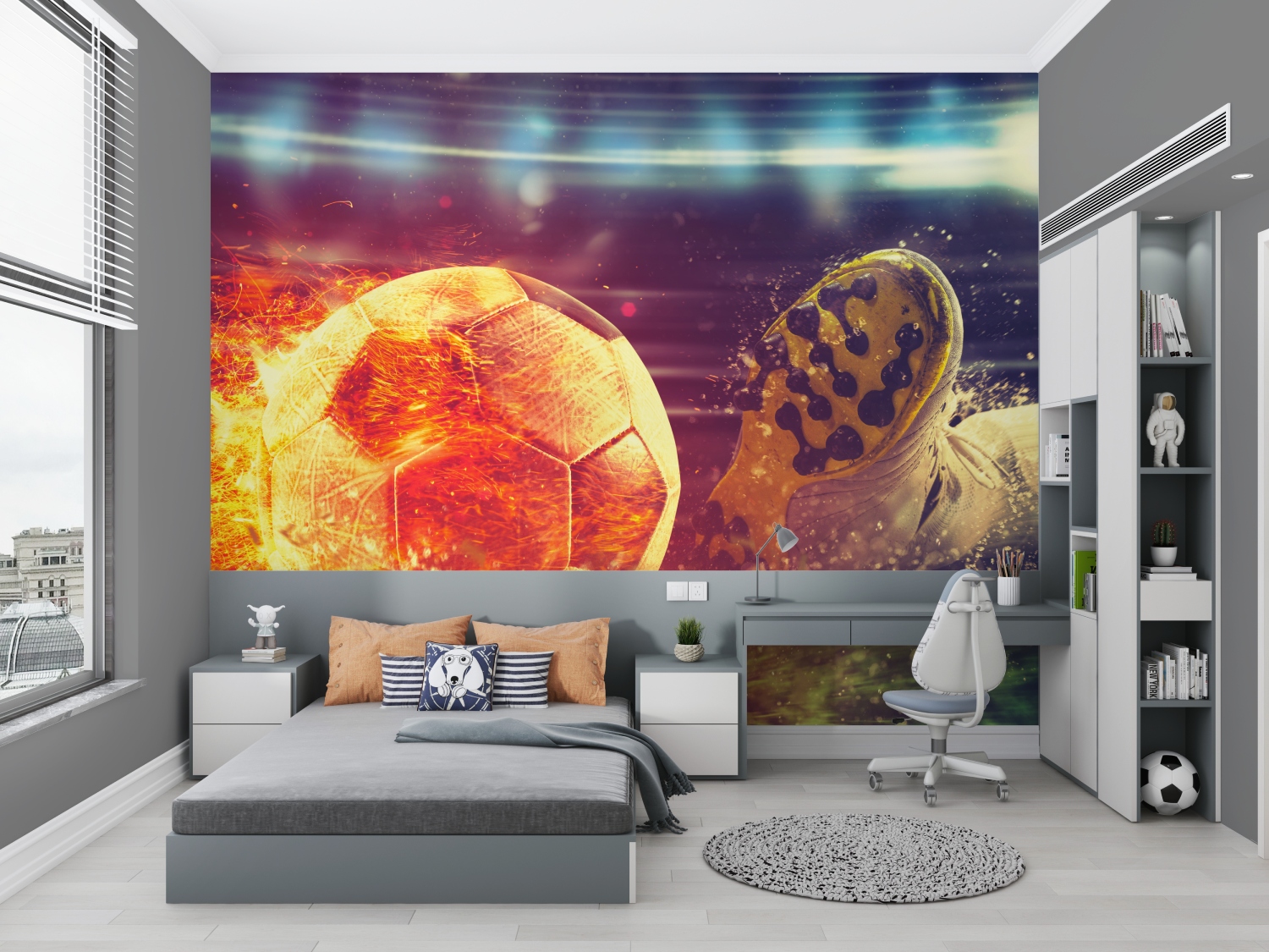 Football Balloon Wallpaper for Boys' Room | Murals Wallpaper