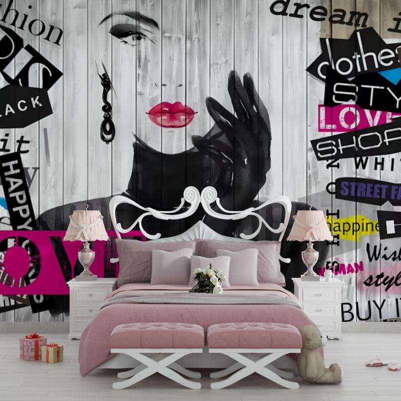 Trendige Wandmalerei-Dekoration für das Schlafzimmer eines Teenager-Mädchens