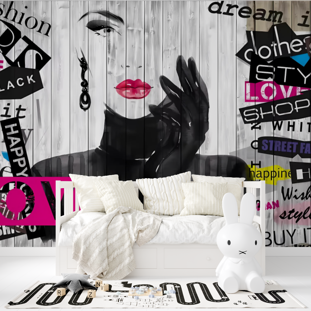 Trendige Wandmalerei-Dekoration für das Schlafzimmer eines Teenager-Mädchens