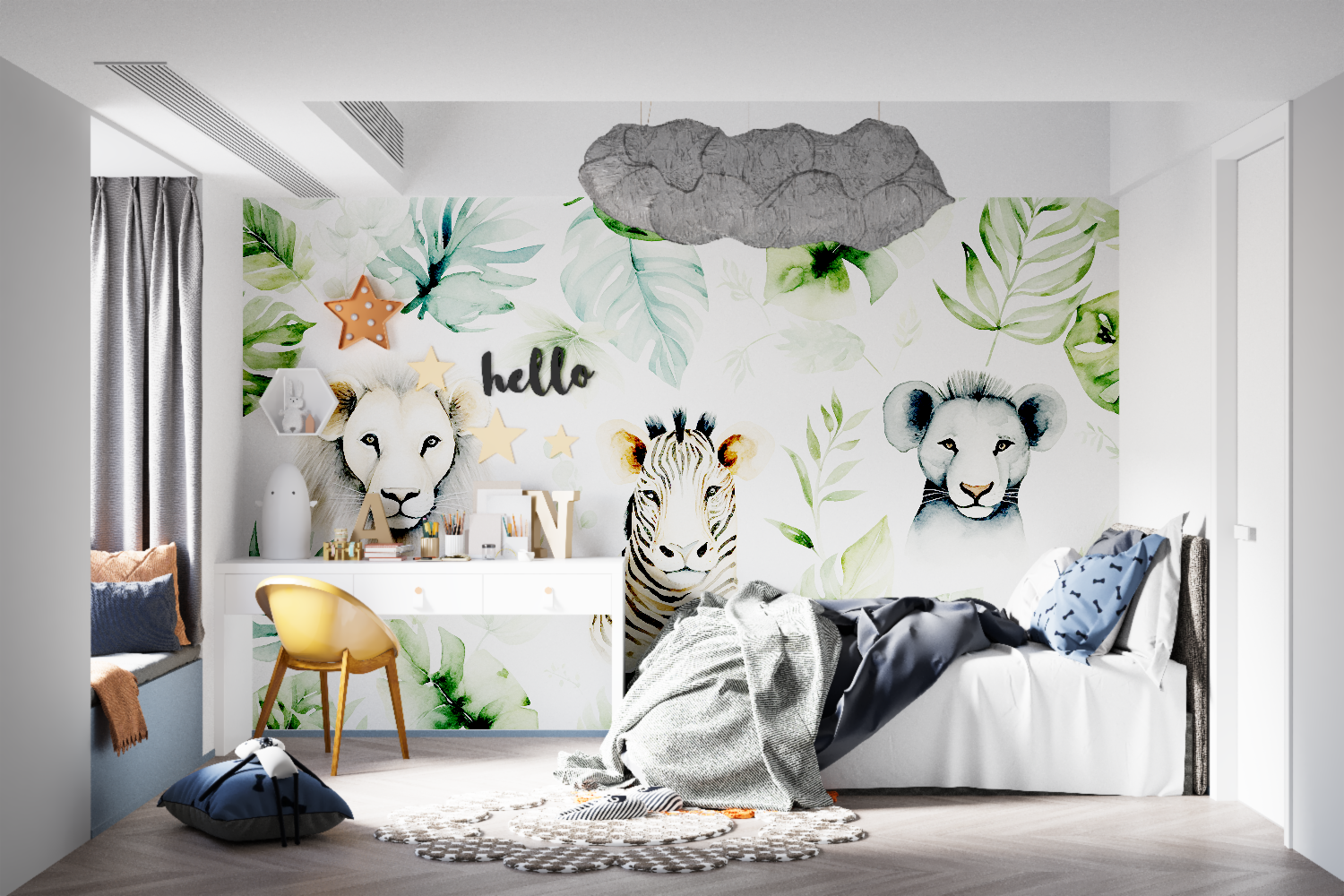 Grüne Kinderzimmertapete | Wandtapete