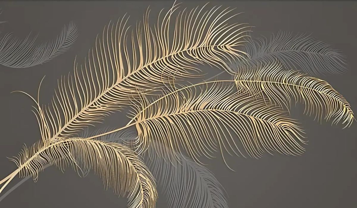 Gold and Grey Leaf Mural Wallpaper