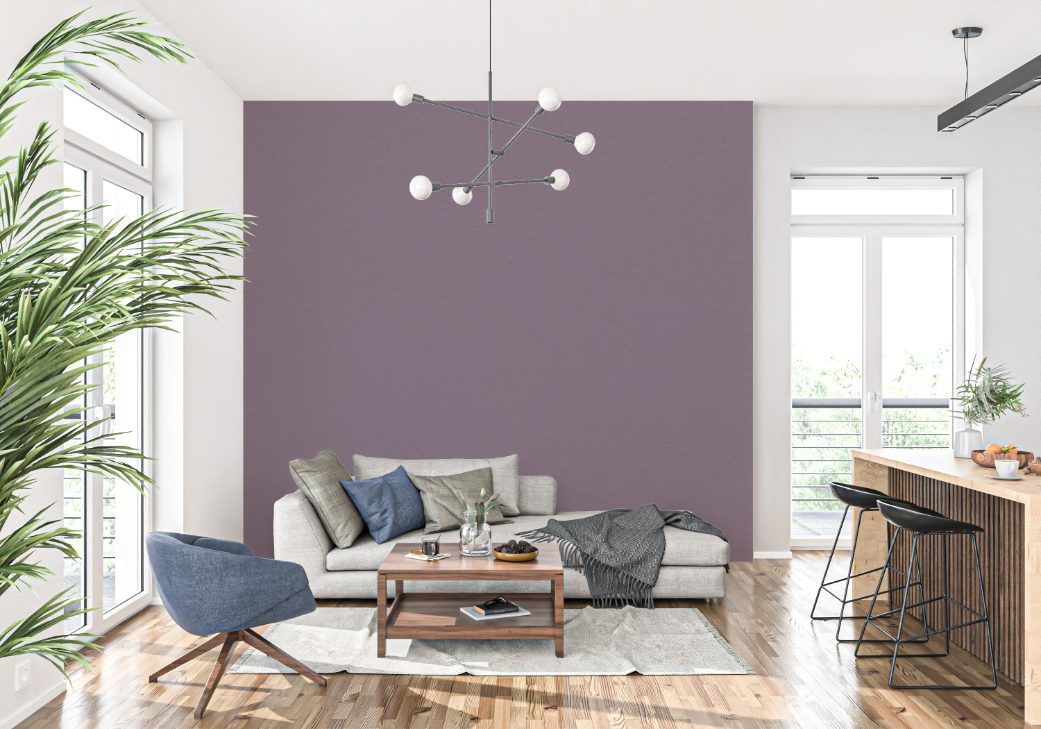 Non-Woven Purple Wallpaper | Murals Wallpaper