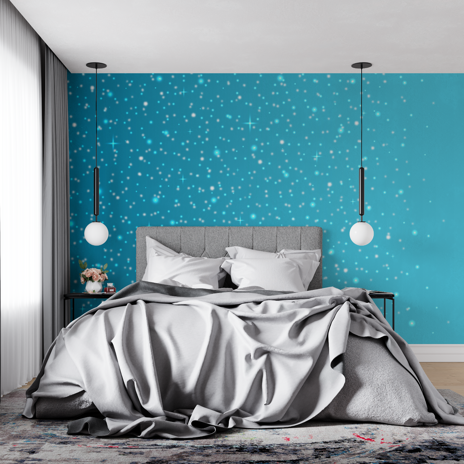 Turquoise Glitter Wallpaper | Murals Wallpaper