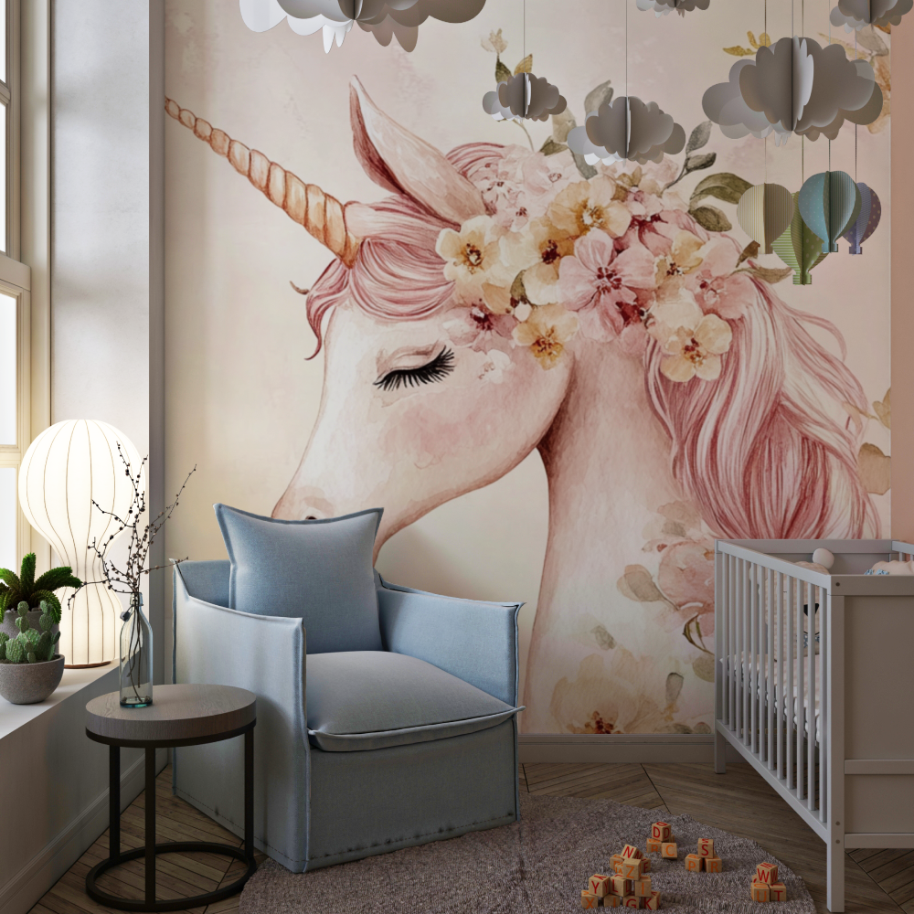 Einhorn Floral Tänzer Zimmer Tapete | Wandbilder Tapete