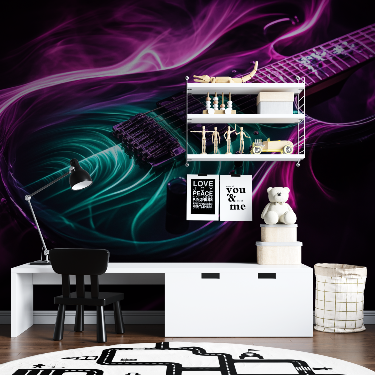 Smaragdgrüne Gitarren-Tapete | Wandbild-Tapete