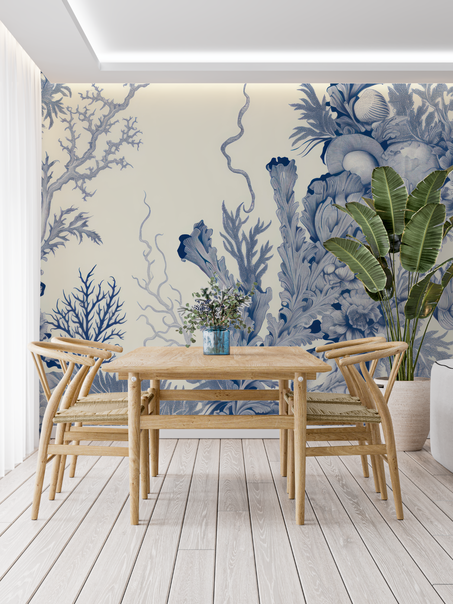 Papier Peint Toile De Jouy Thema Marin - trompe l'oeil