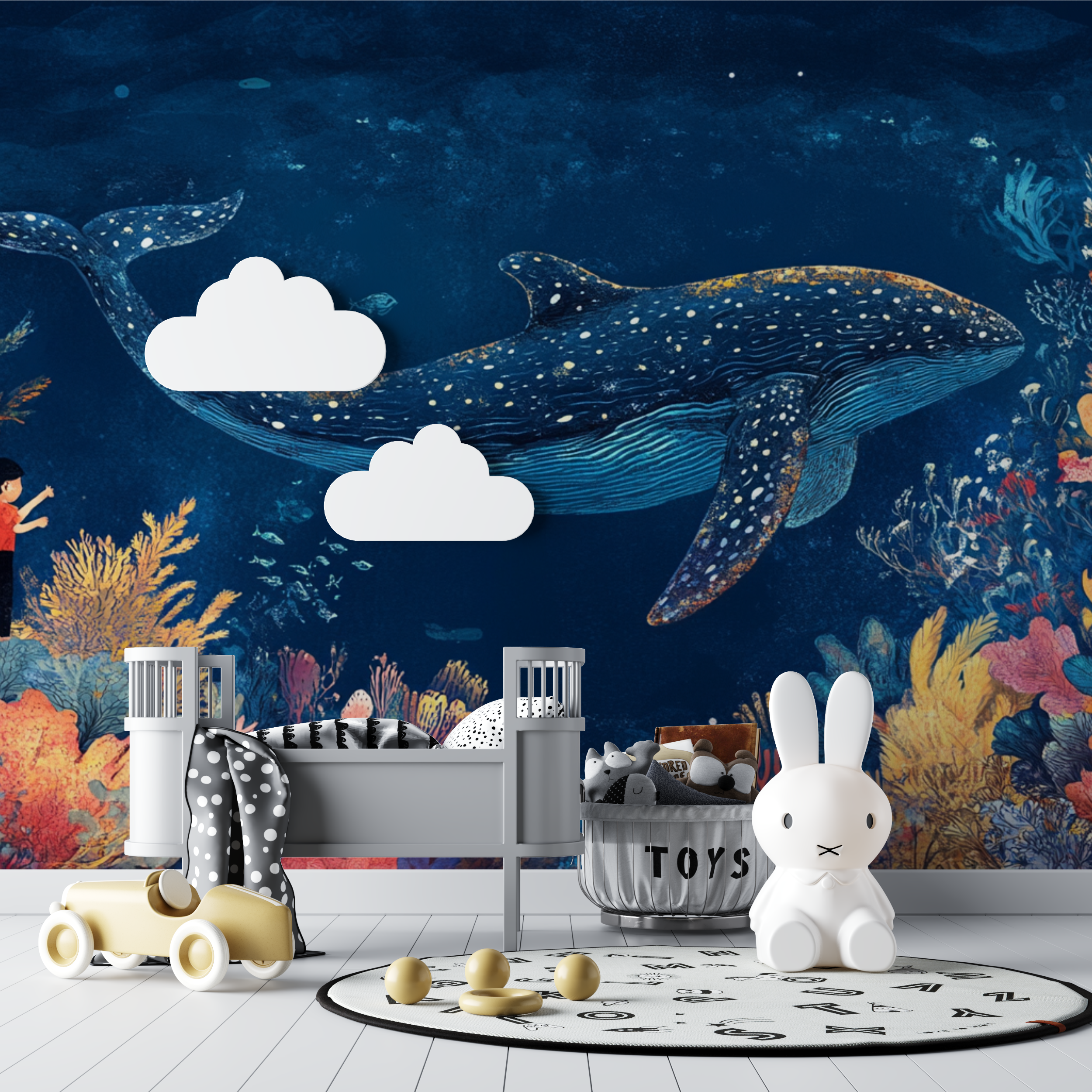 Whale and Treasure Wallpaper | Murals Wallpaper