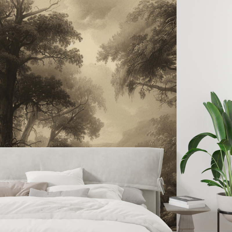 Panoramic Forest Wallpaper for Living Room | Murals Wallpaper