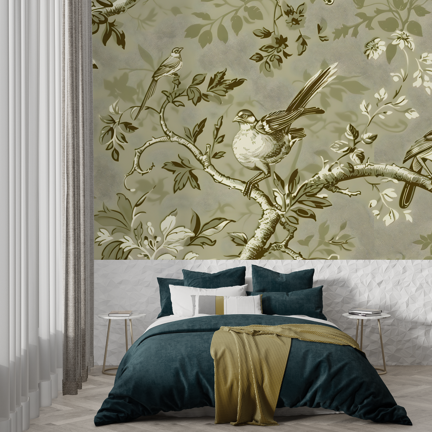 Toile de Jouy Bird Branch Wallpaper | Murals Wallpaper