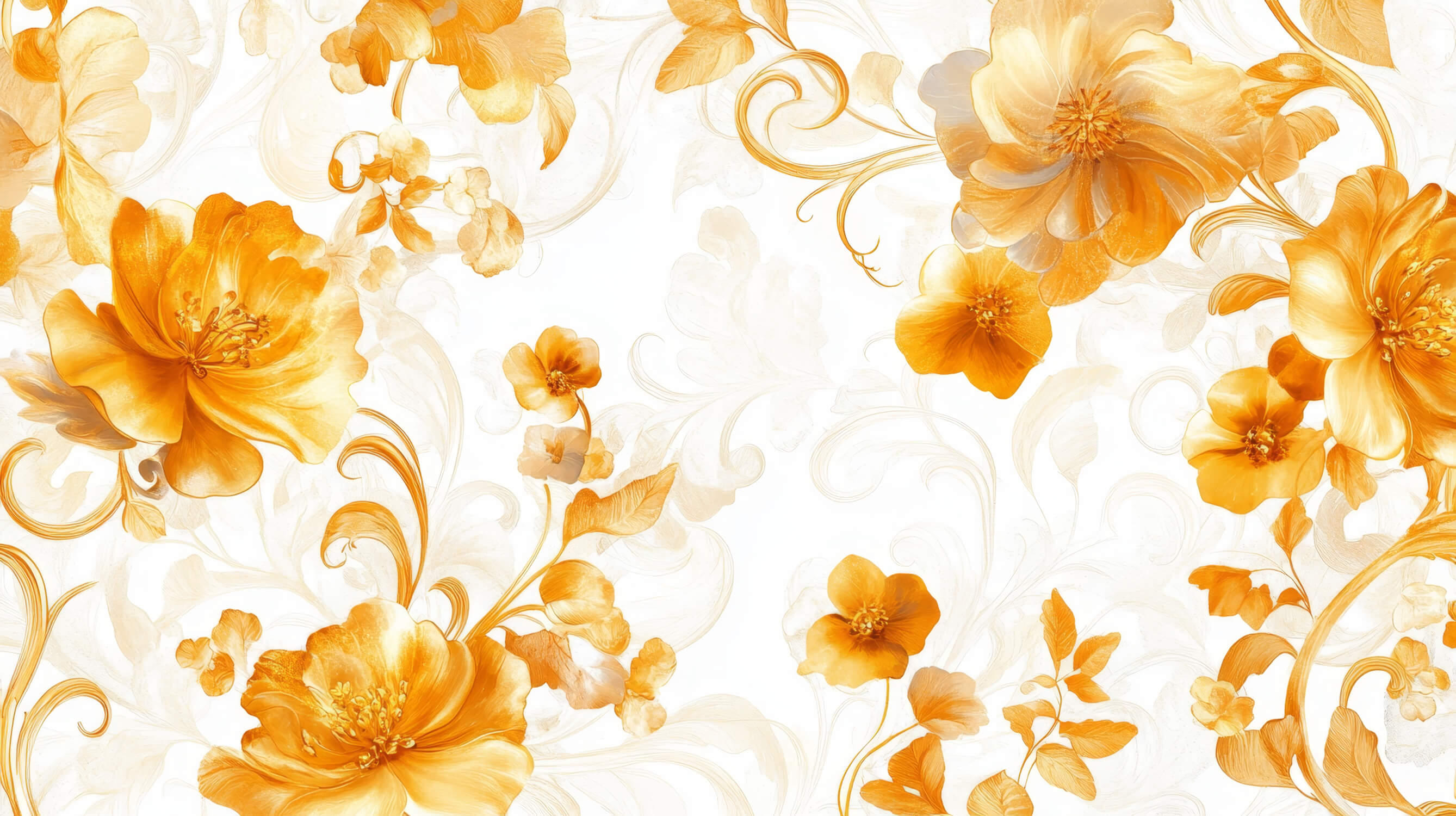 Vintage Orange Flower Wallpaper | Murals Wallpaper