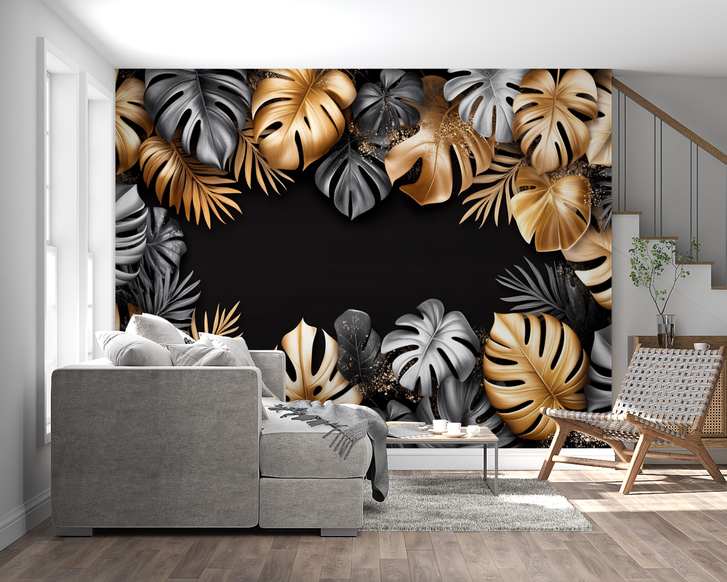 Black and Gold Jungle Wallpaper | Murals Wallpaper
