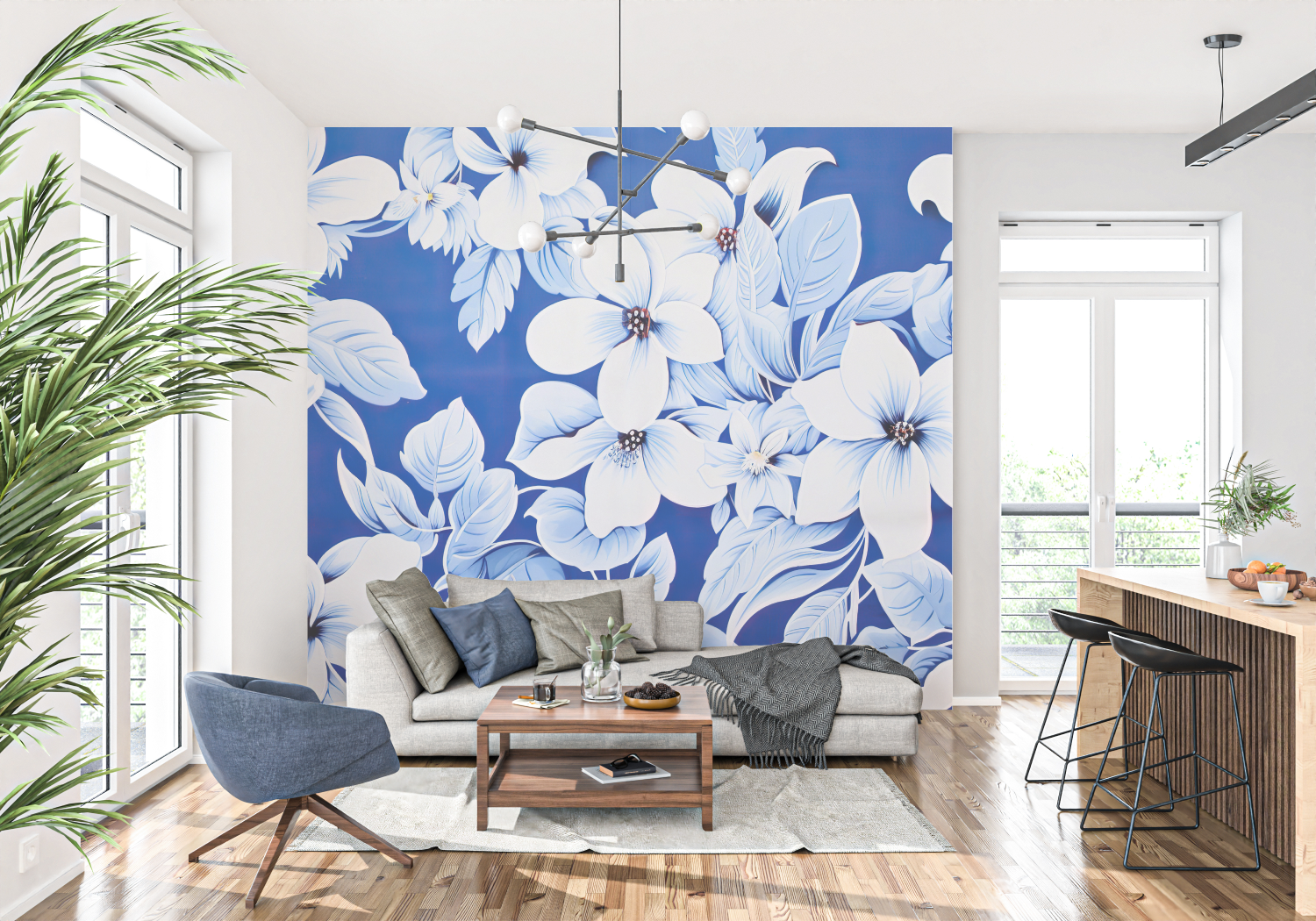 Kleinblaue Tapete | Wandtapete