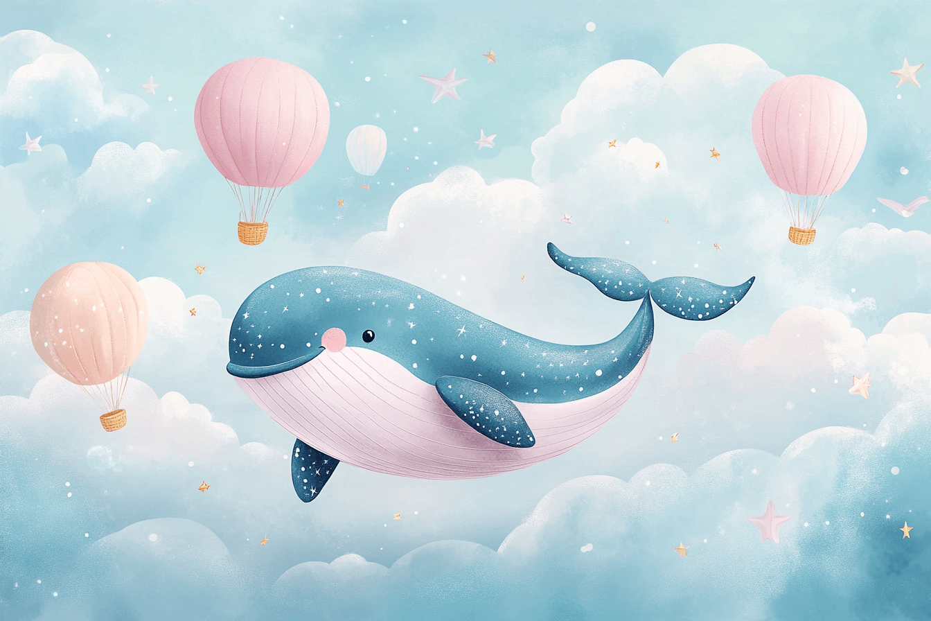 Cloud Cotton Whale Wallpaper | Murals Wallpaper