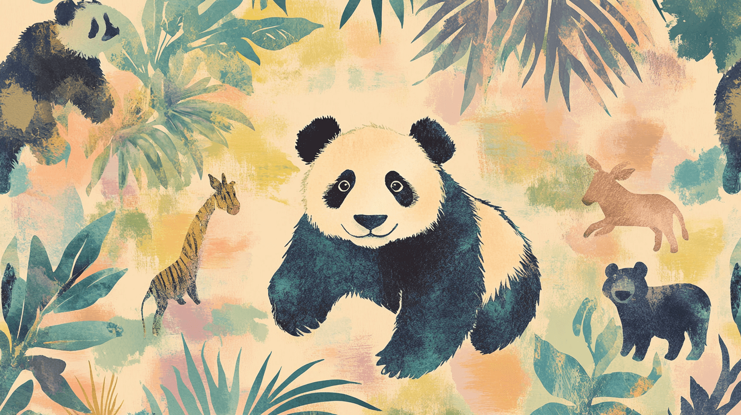 Panda and Jungle Animals Wallpaper | Murals Wallpaper