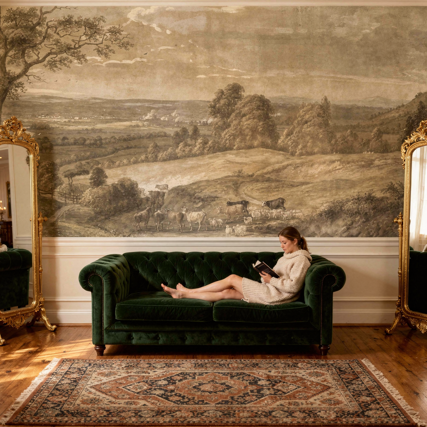 Panoramic Vintage Landscape Wall Mural