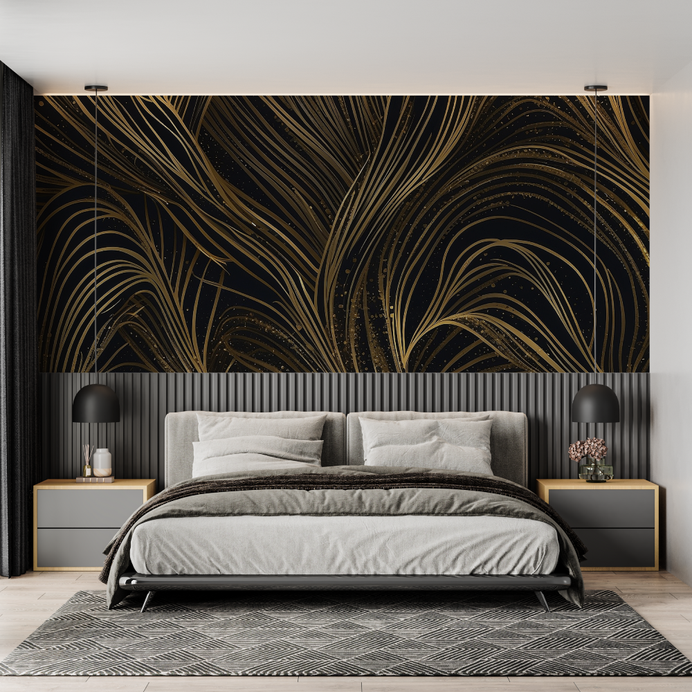 Black and Gold Wallpaper for Bedroom | Murals Wallpaper