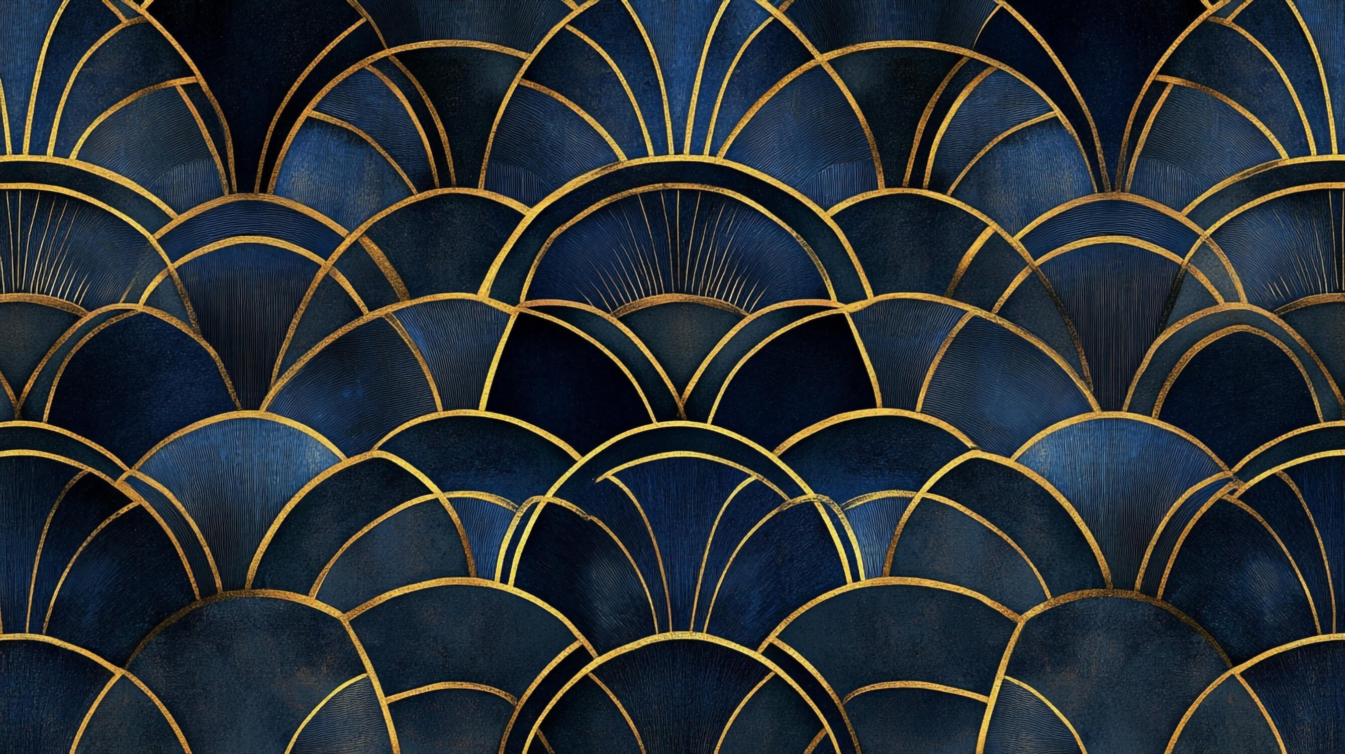 Papier Peint Art Déco Bleu Or