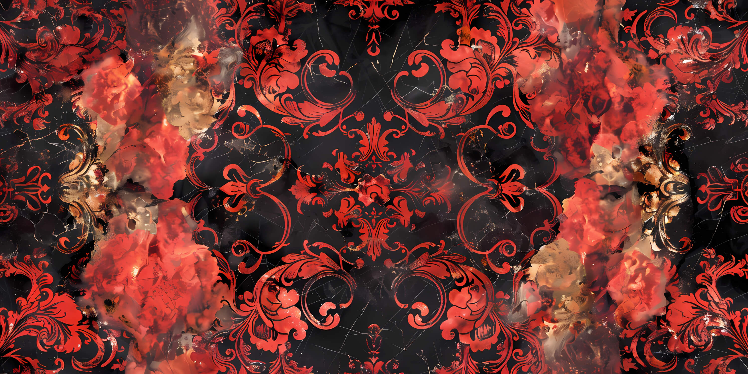 Red and Black Baroque Wallpaper | Murals Wallpaper