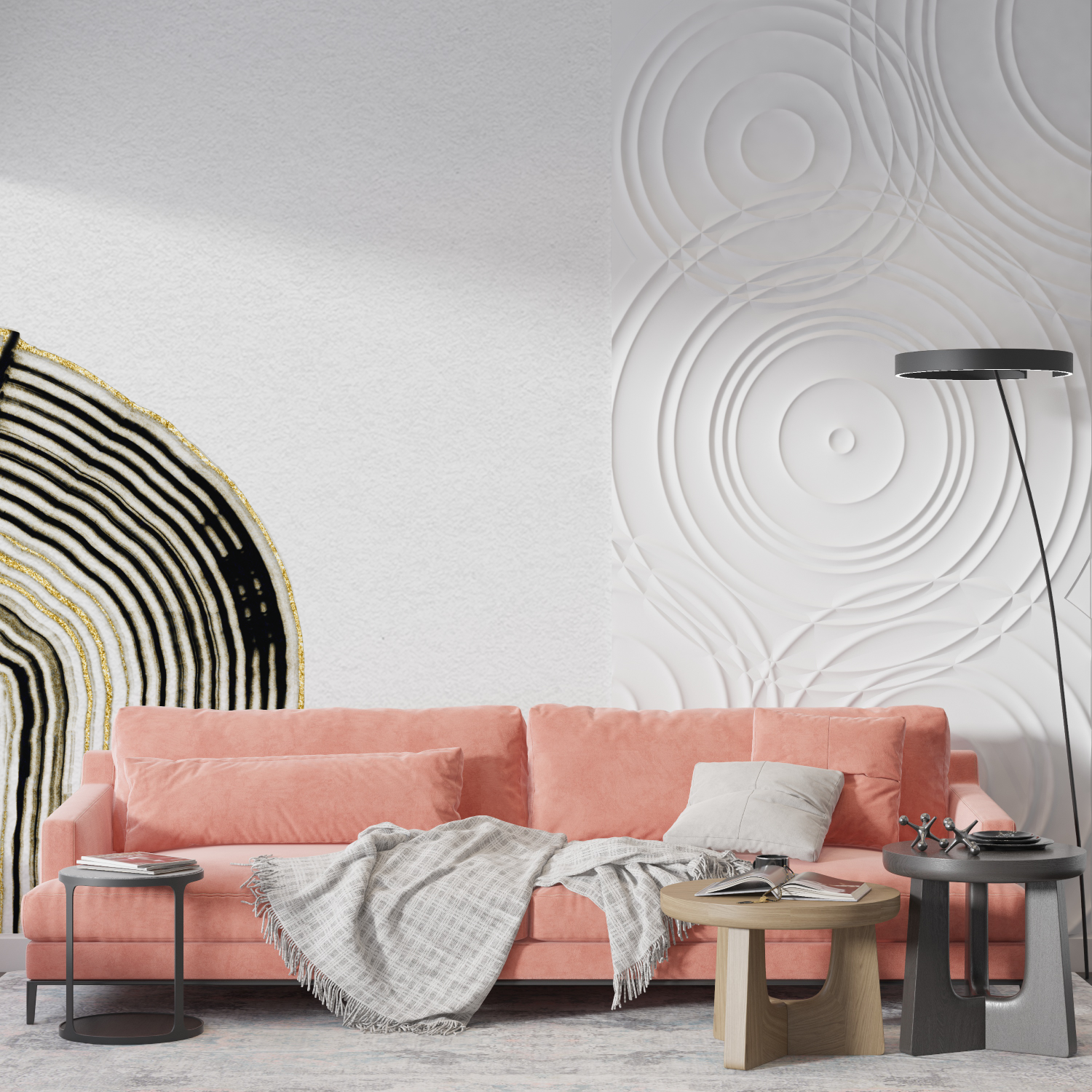 Watercolor Wallpaper with Golden Lines | Murals Wallpaper