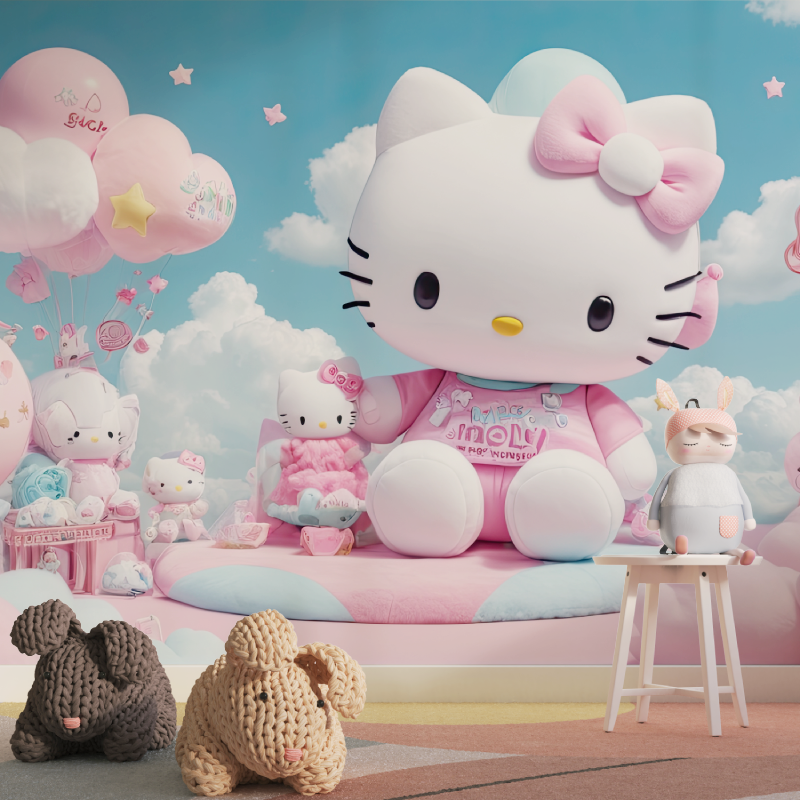 Papier-Hallo-Kitty-Welt-3D-Tapisserie für Kinder