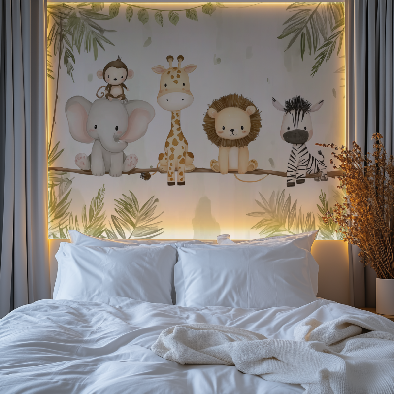 Kid animials safari wandbild tapete chambre premium
