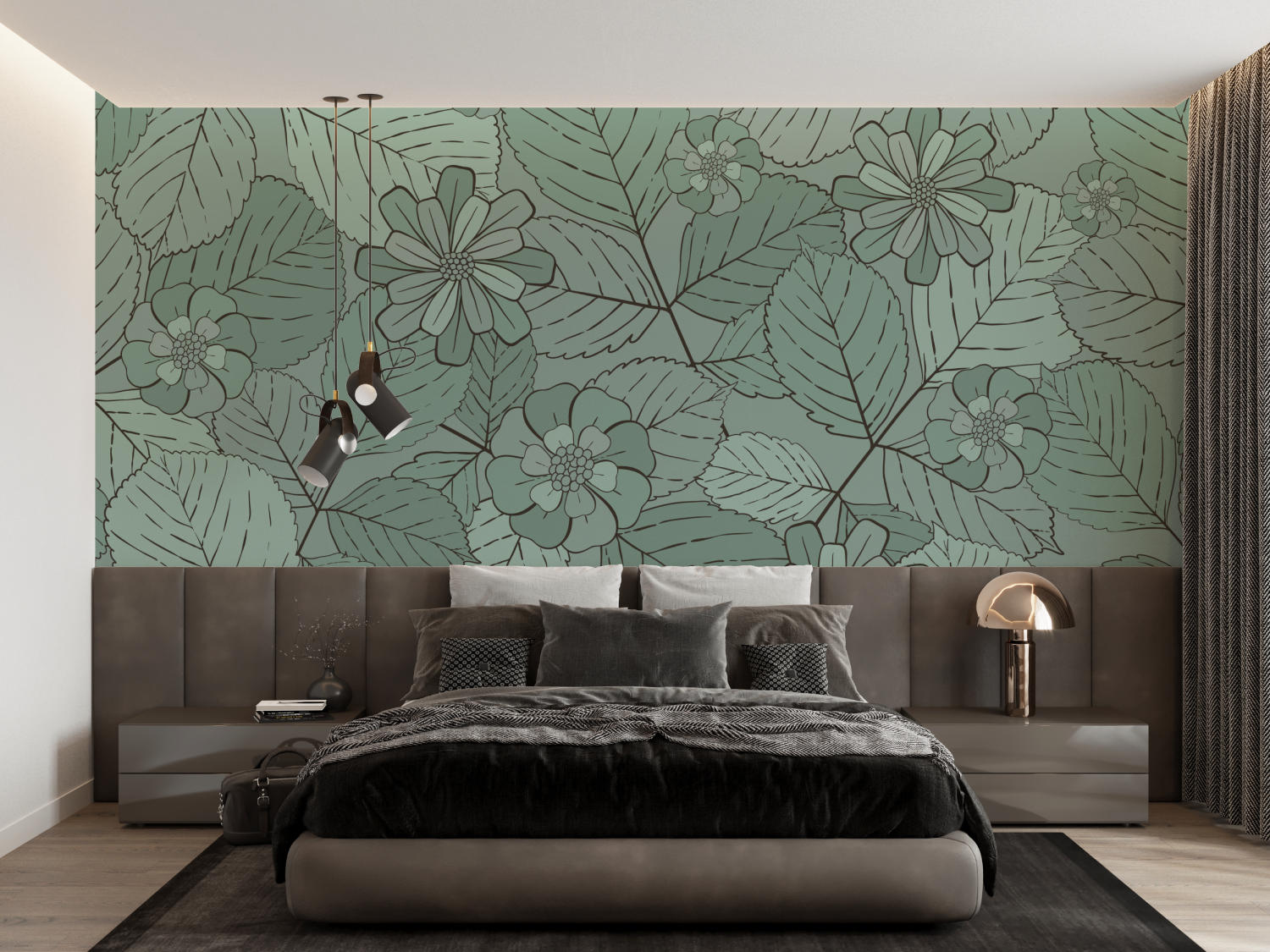 Green Floral Pattern Wallpaper | Murals Wallpaper