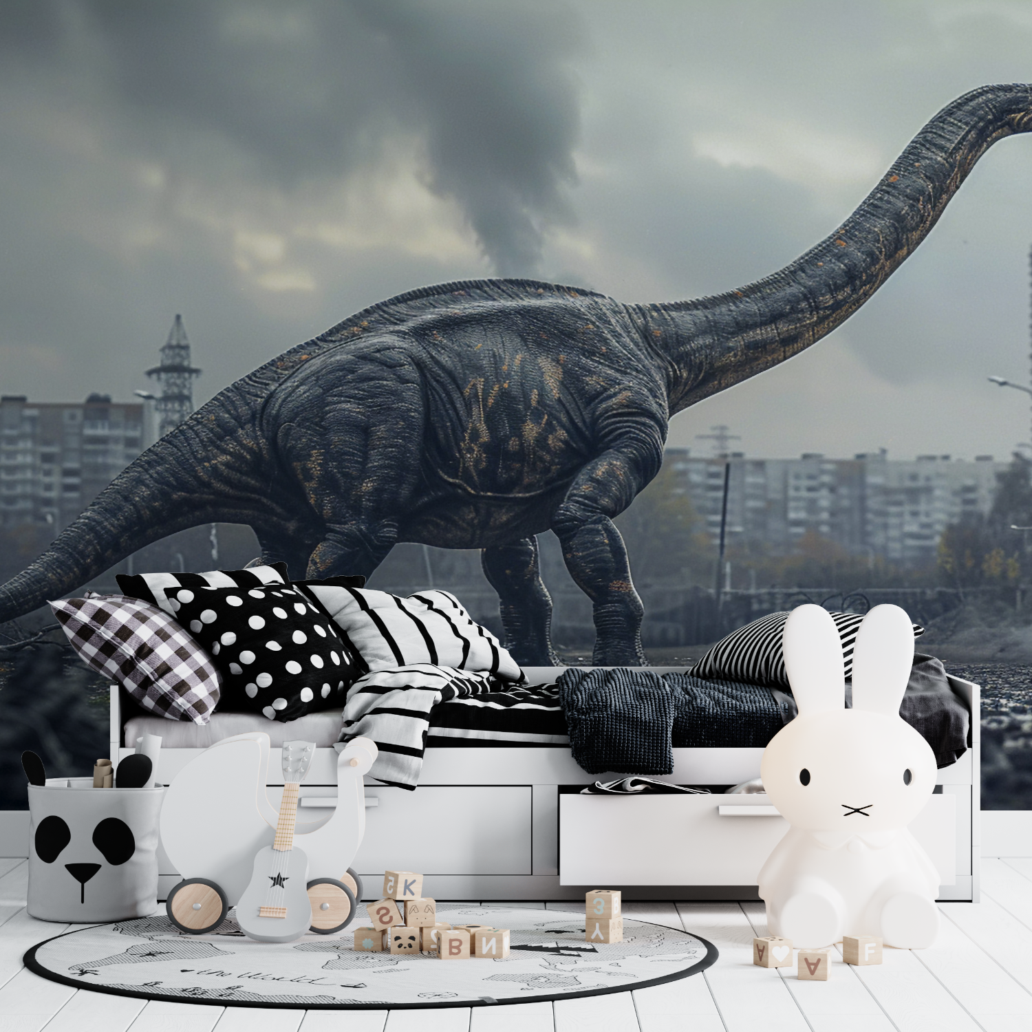 Dinosaurier-Tapete in der Stadt | Wandbilder