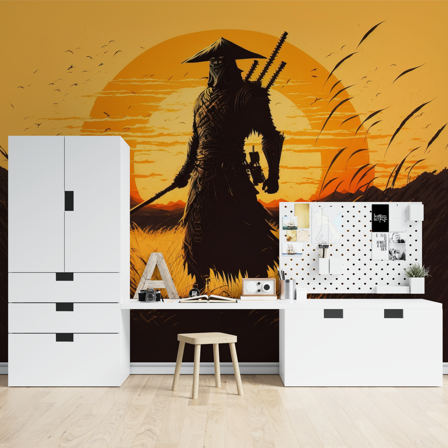 Orange Samurai Wallpaper | Murals Wallpaper