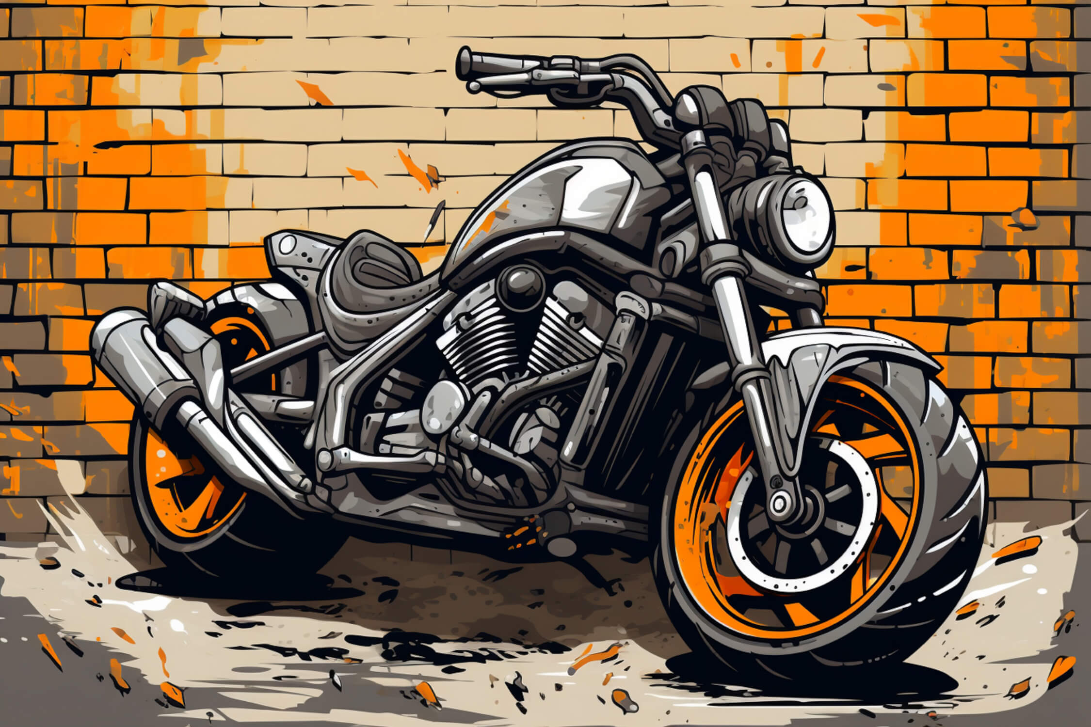 Graffiti Motorcycle Wallpaper | Murals Wallpaper
