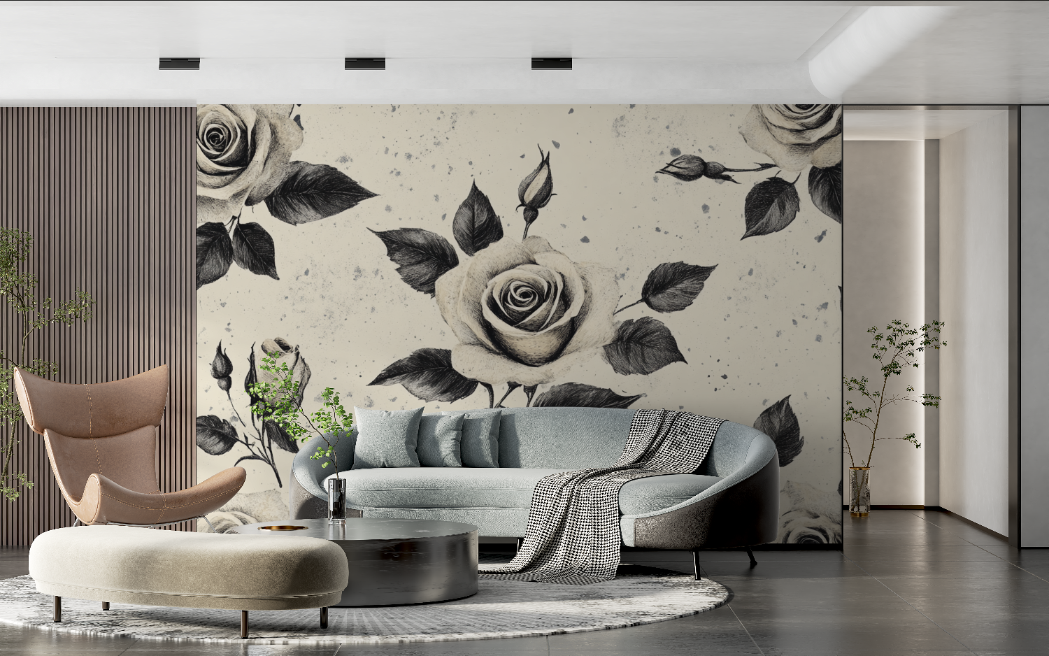 Watercolor Minimalist Rose Wallpaper | Murals Wallpaper