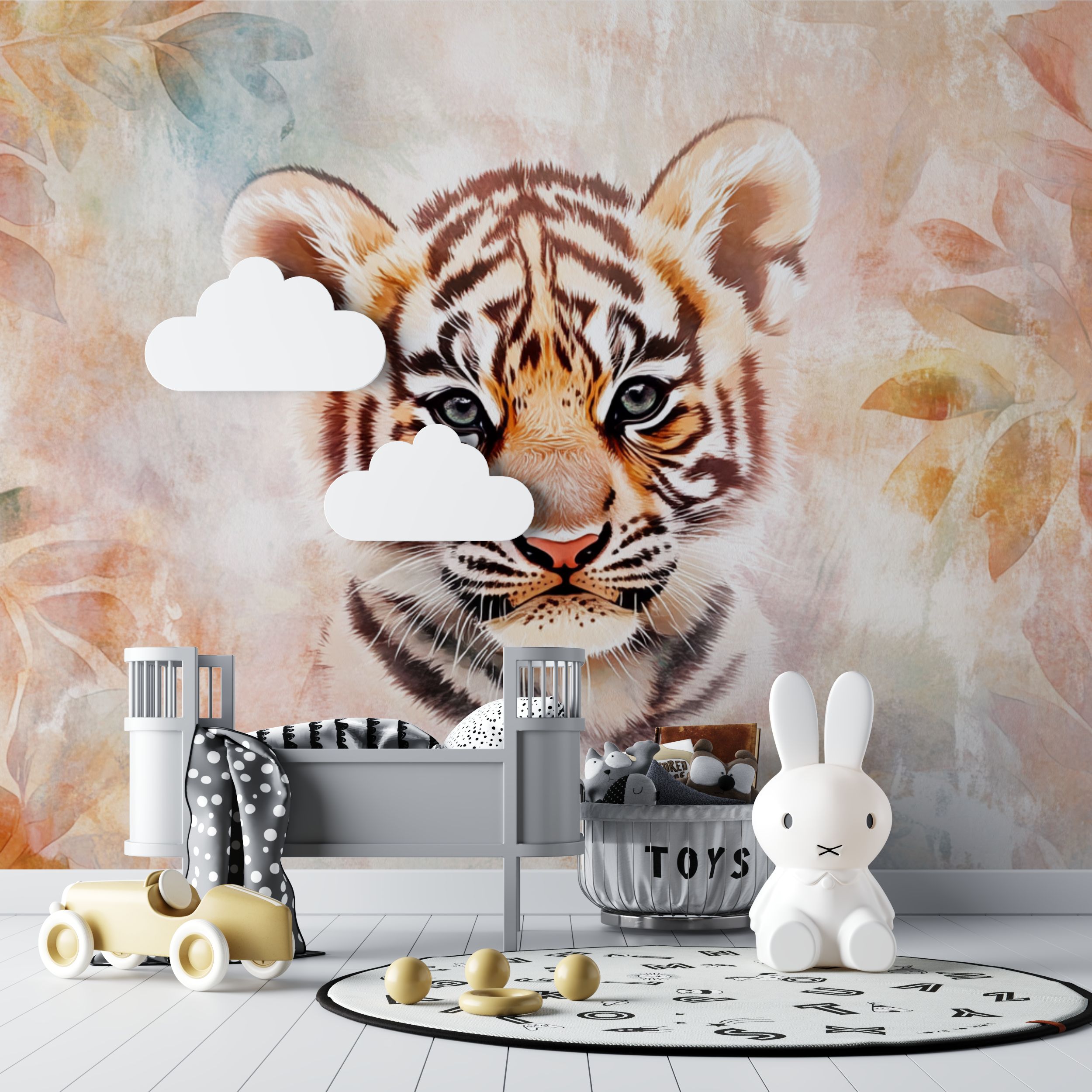 Tiger Tapete Babyzimmer Unisex | Wandbilder Tapete
