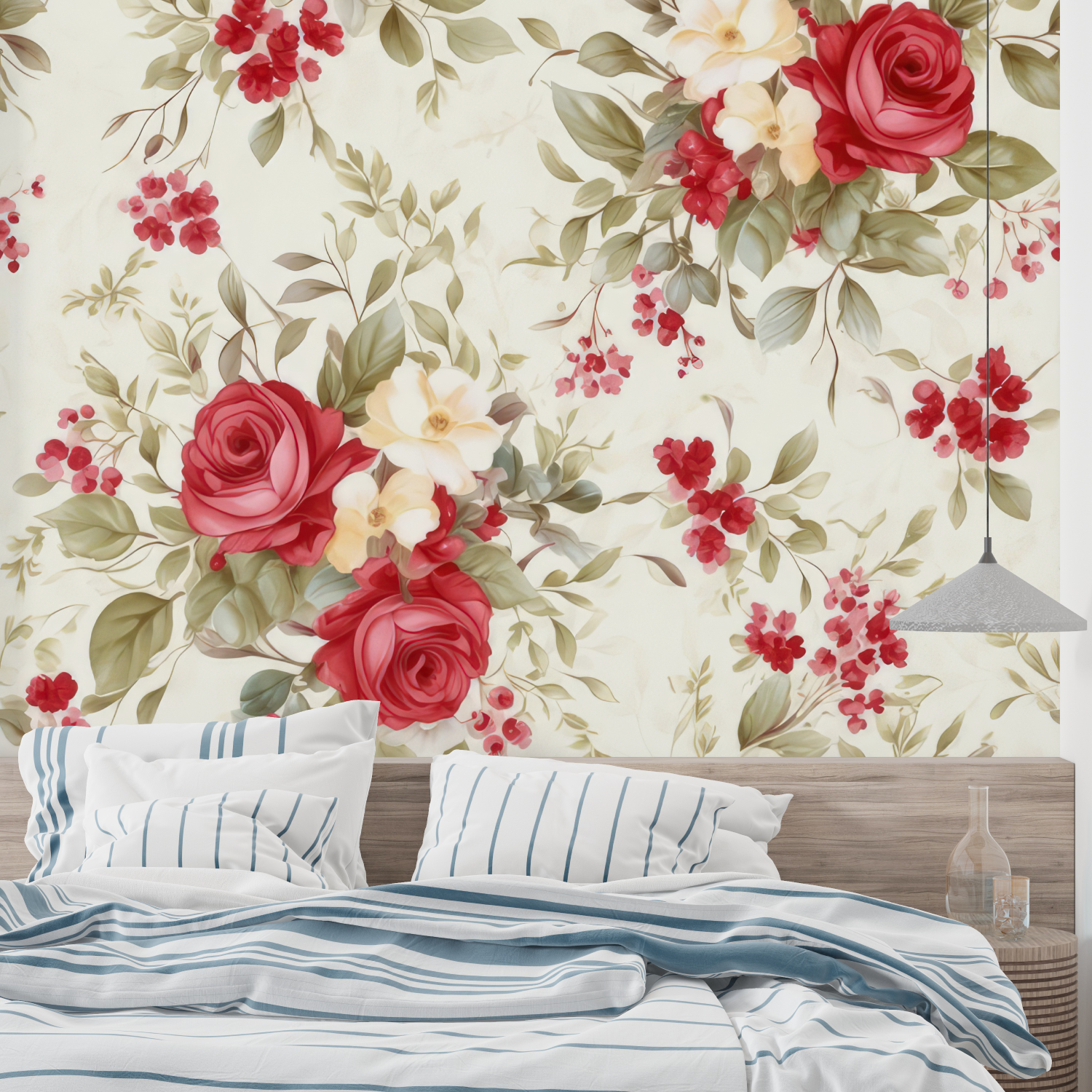 Red and White Floral Wallpaper | Murals Wallpaper