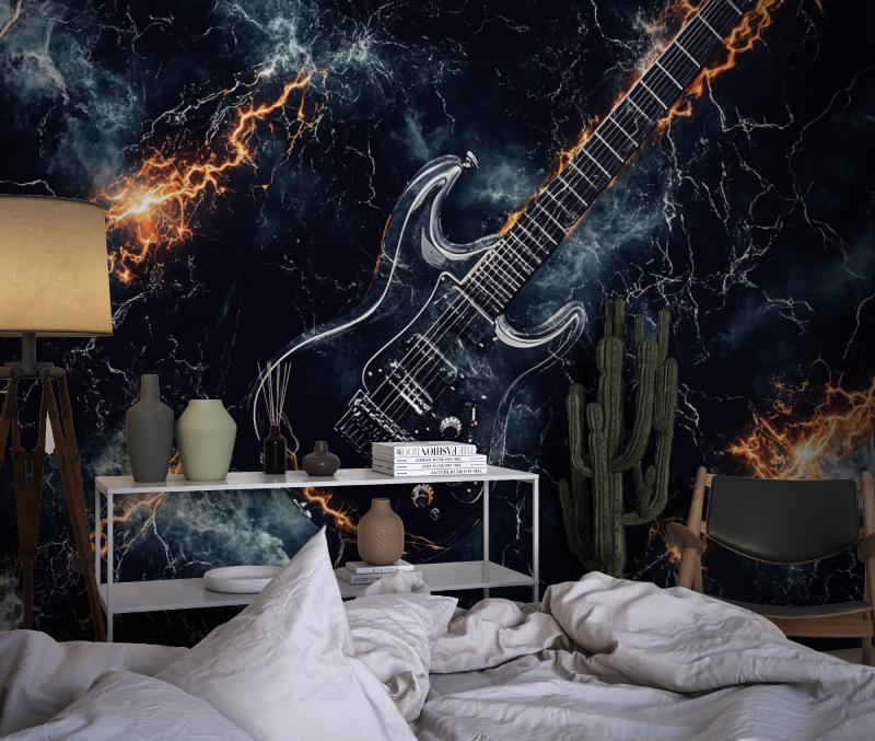 Panoramic Electric Guitar Wallpaper | Murals Wallpaper