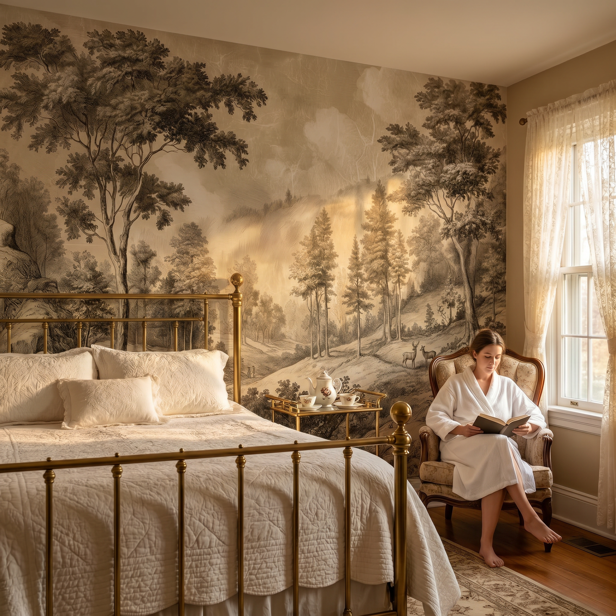 Panoramic Old Vintage Forest Wall Mural