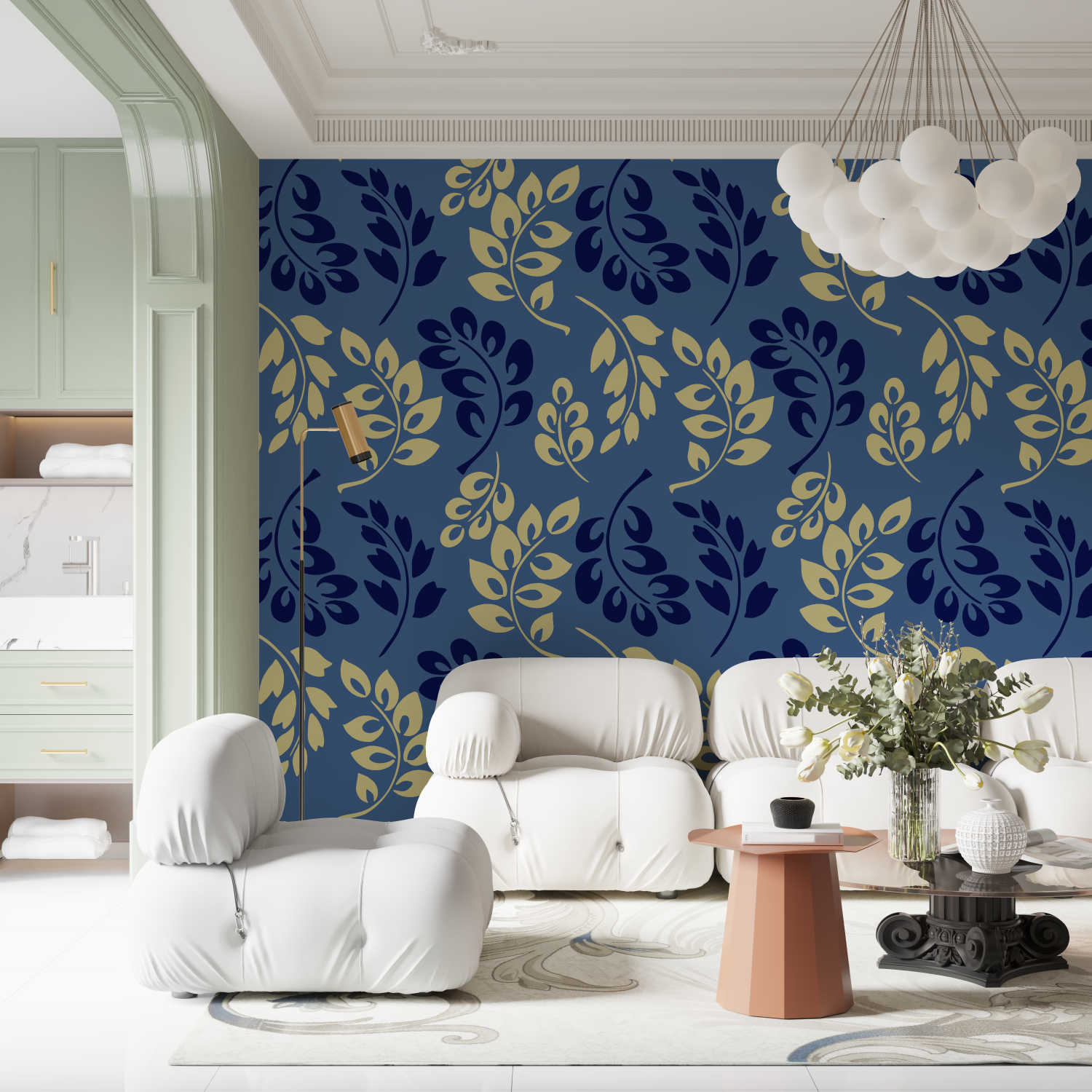 Blaue Mustertapete | Murals Wallpaper