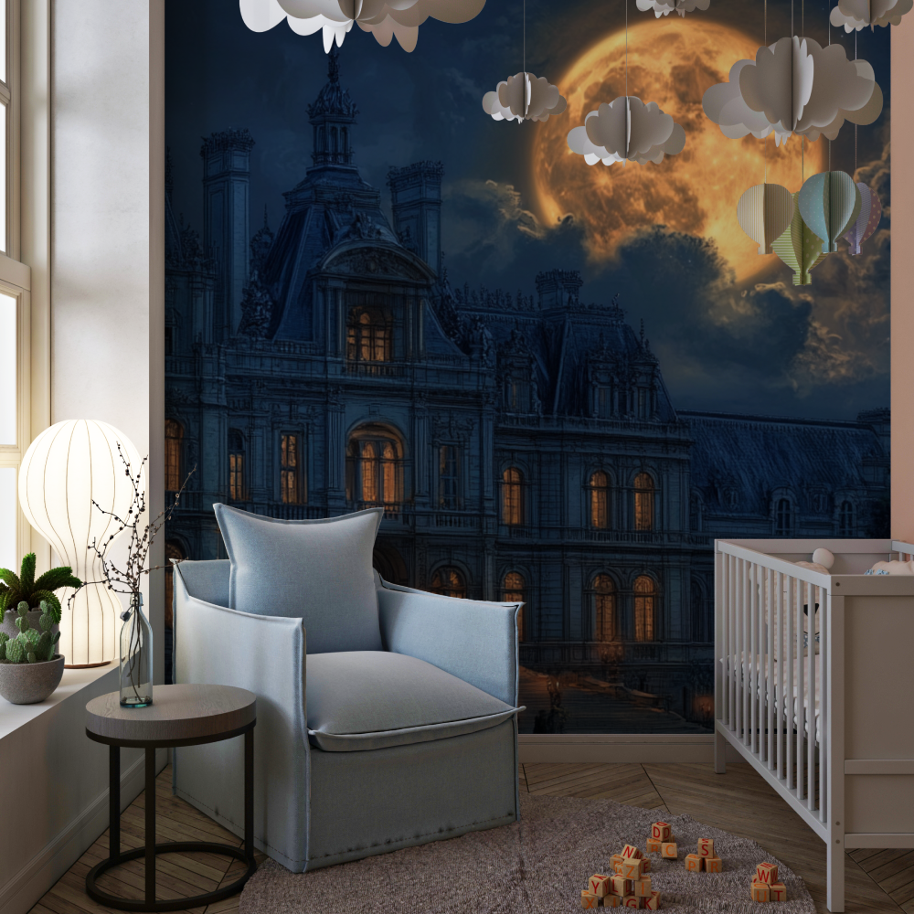 Palast- und Mond-Tapete | Wandbildtapete