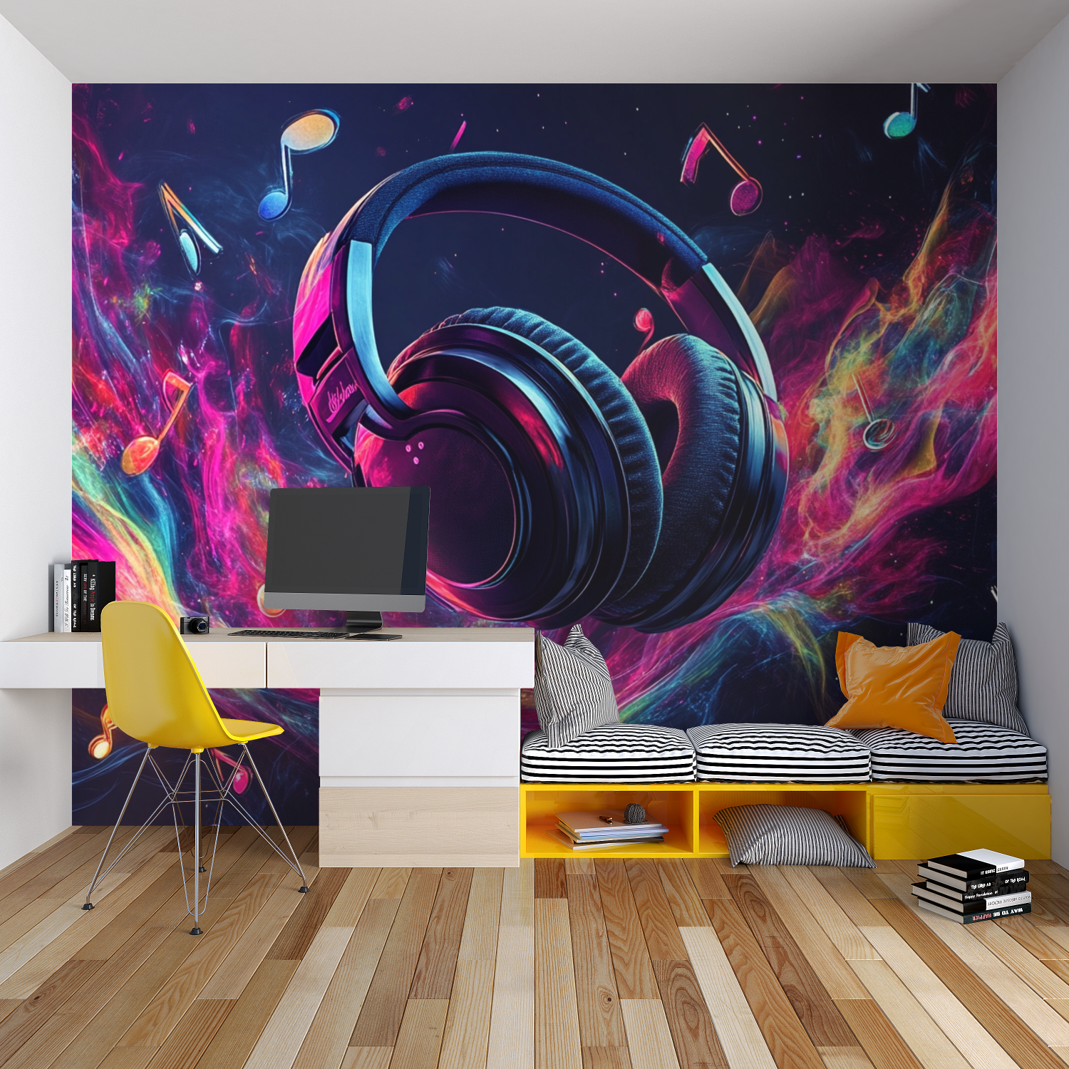 Tapeten mit guter Stimmung, Schlafzimmer mit Garcon-Beleuchtung